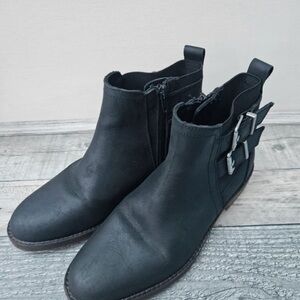 Fat Face Black Ankle Boots with Buckle Accents